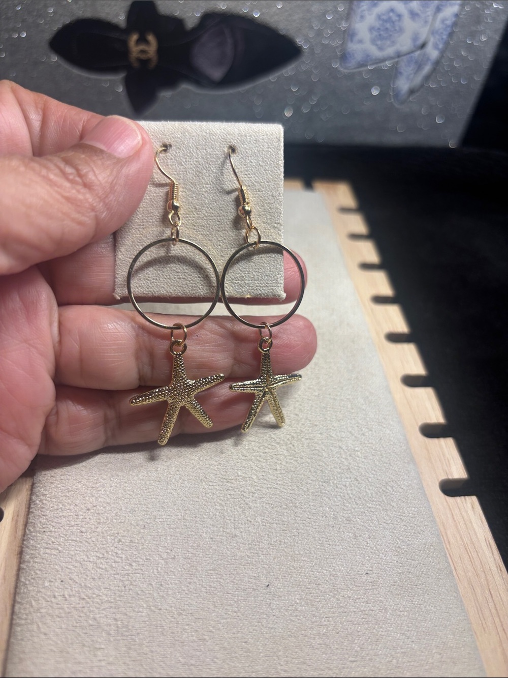 Gold Starfish Hoop Drop Earrings - Women Jewelry Earrings